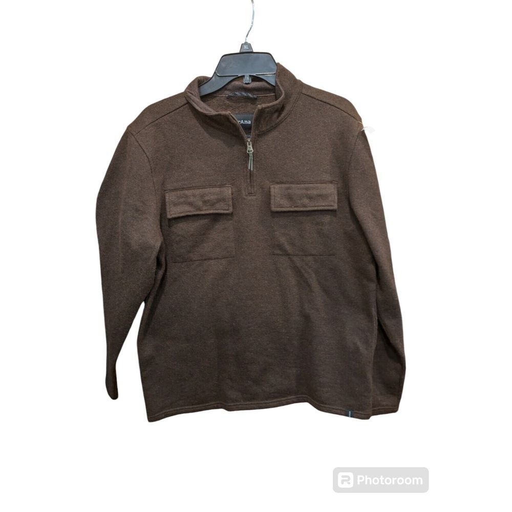 PRANA Brookland 1/4‎ Zip Wool Blend Sweater Mens  Brown Medium